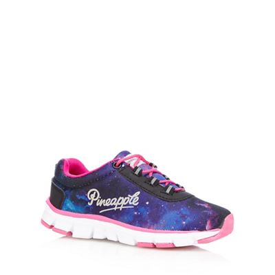 Pineapple Girls' purple and pink galaxy print trainers